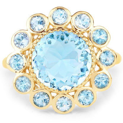 14K Yellow Gold Plated 6.59 Carat Genuine Blue Topaz .925 Sterling Silver Ring by Bids.com