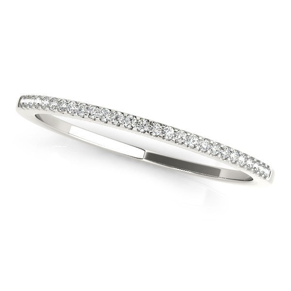 14k White Gold Slim Round Pave Set Wedding Band (1/10 cttw) by Bids.com