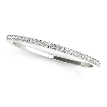 14k White Gold Slim Round Pave Set Wedding Band (1/10 cttw) by Bids.com