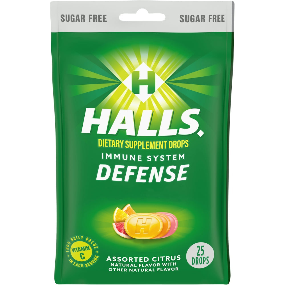 Halls Defense Sugar Free Assorted Citrus Vitamin C Dietary Supplement Drops by Pasteur Pharmacy