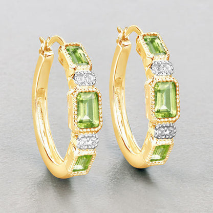 2.40 Carat Genuine Peridot and White Topaz .925 Sterling Silver Earrings  DestGlow