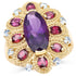 14K Yellow Gold Plated 6.80 Carat Genuine Amethyst, Rhodolite & Blue Topaz .925 Sterling Silver Ring by Bids.com
