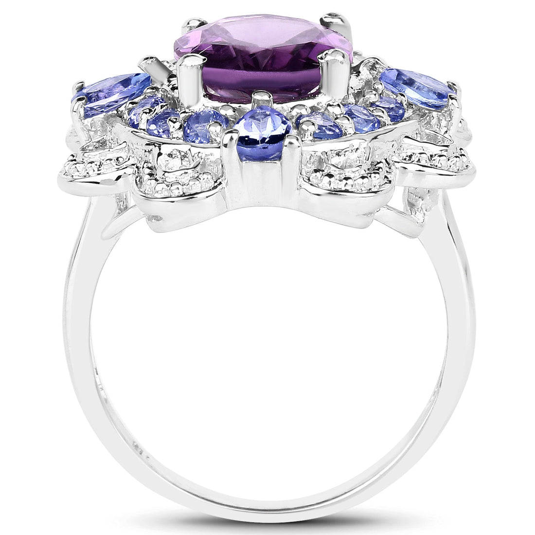 3.13 Carat Genuine Amethyst and Tanzanite .925 Sterling Silver Ring by Bids.com