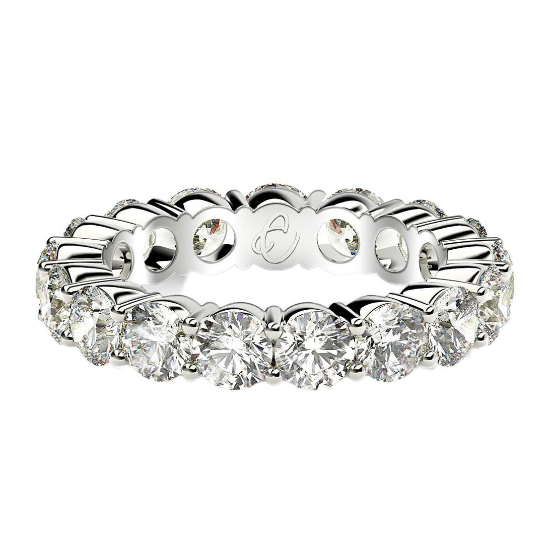 Round Cut Lab Grown Diamond Eternity Ring in 14k White Gold (3 cttw FG/VS2) by Bids.com