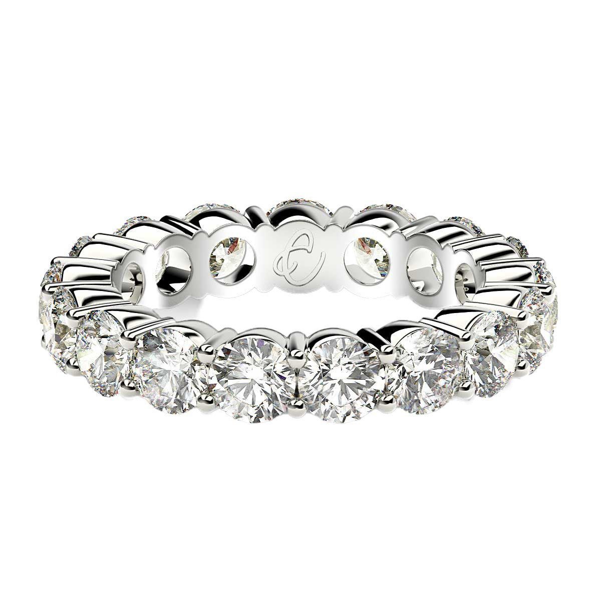 Round Cut Lab Grown Diamond Eternity Ring in 14k White Gold (3 cttw FG/VS2) by Bids.com