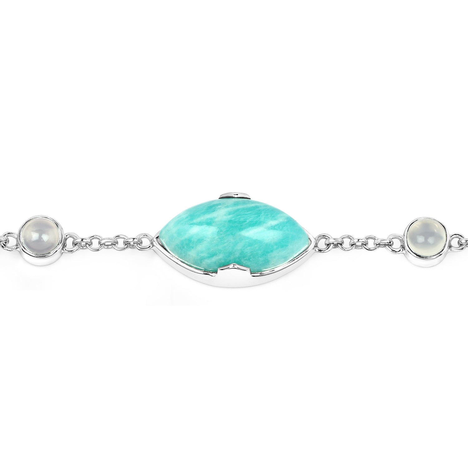 29.70 Carat Genuine Amazonite and White Agate .925 Sterling Silver Bracelet by Bids.com