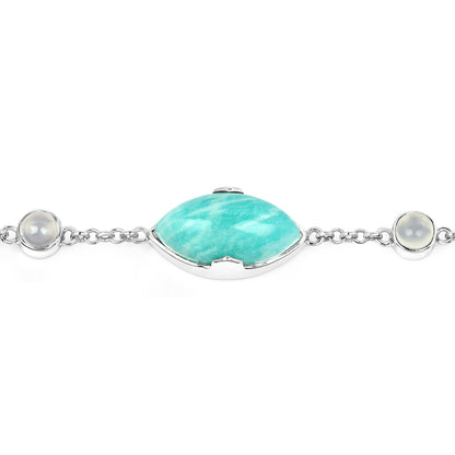 29.70 Carat Genuine Amazonite and White Agate .925 Sterling Silver Bracelet by Bids.com