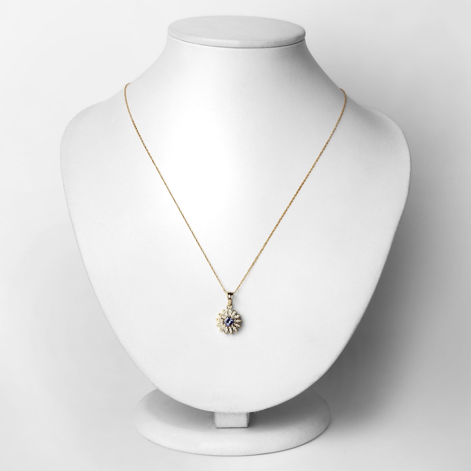 0.31 Carat Genuine Tanzanite and White Diamond 14K Yellow Gold Pendant by Bids.com