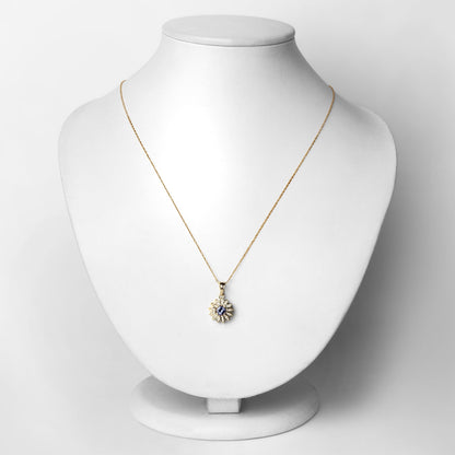 0.31 Carat Genuine Tanzanite and White Diamond 14K Yellow Gold Pendant by Bids.com
