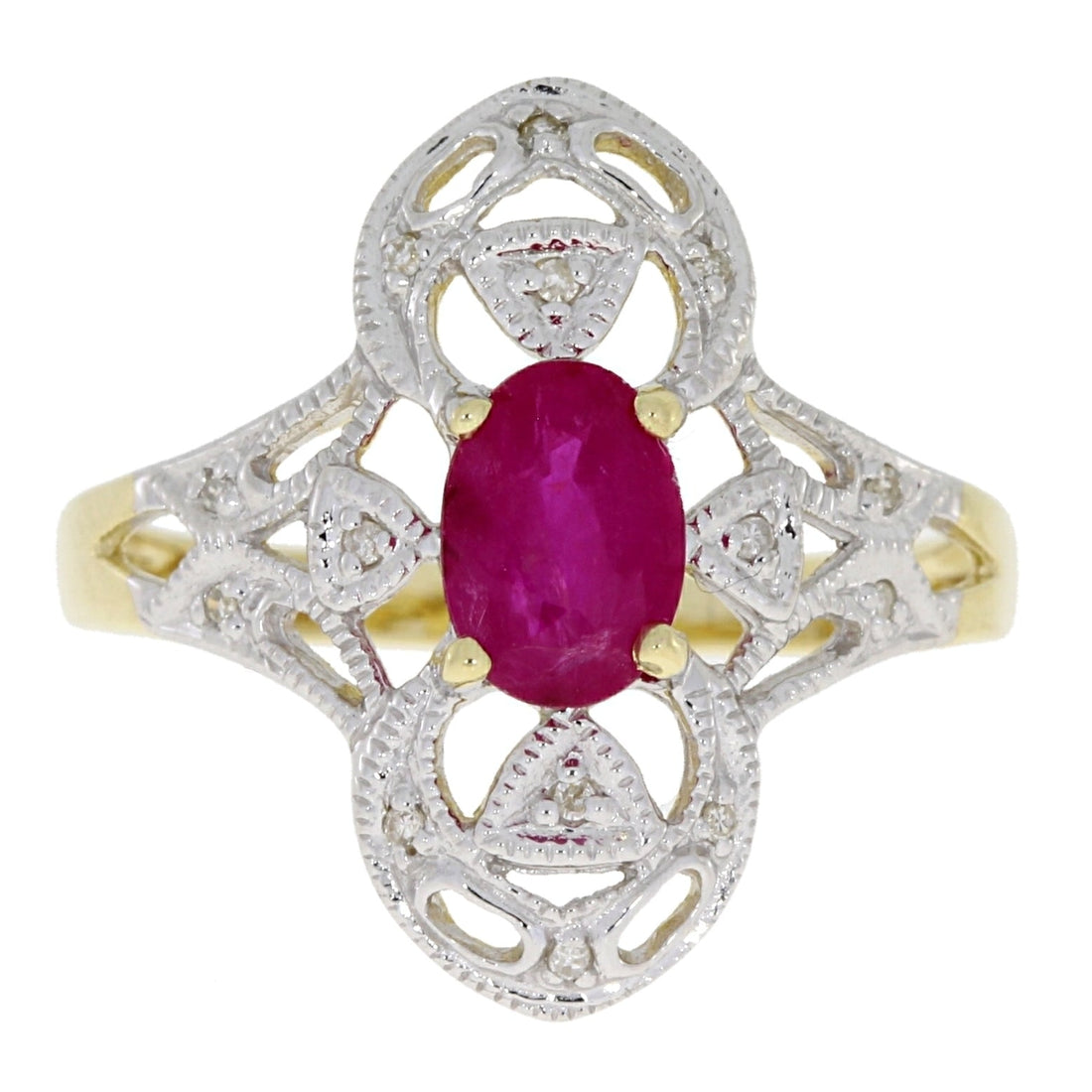 Genuine 1.05ct Ruby Diamond Ring 10KT Yellow Gold by Bids.com
