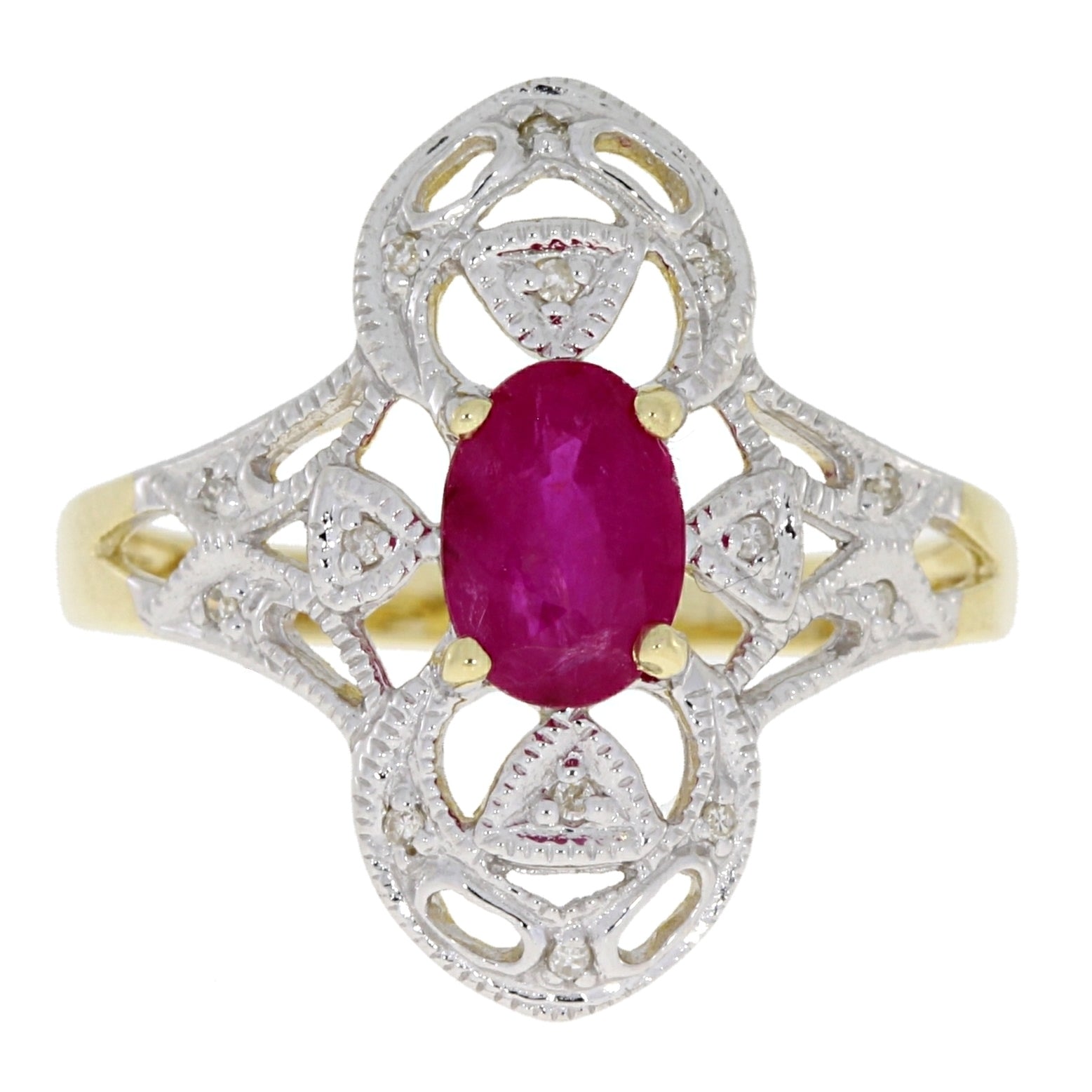 Genuine 1.05ct Ruby Diamond Ring 10KT Yellow Gold by Bids.com