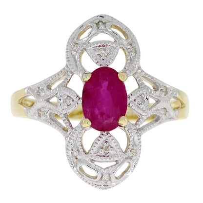 Genuine 1.05ct Ruby Diamond Ring 10KT Yellow Gold by Bids.com