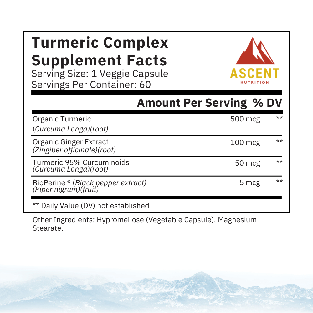 Organic Turmeric Complex, 60 Capsules, 500 mg by Ascent Nutrition