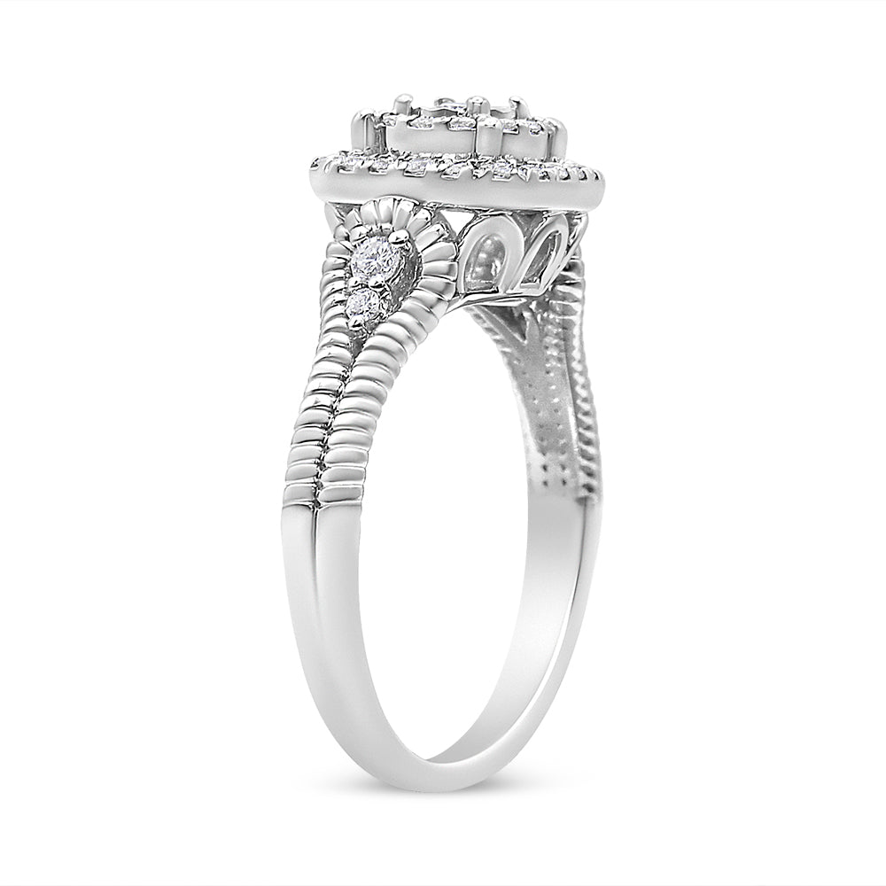 .925 Sterling Silver 1/3 Cttw Miracle Set Round-Cut Diamond Cocktail Ring (H-I Color, I1-I2 Clarity) - Size 7 by Bids.com