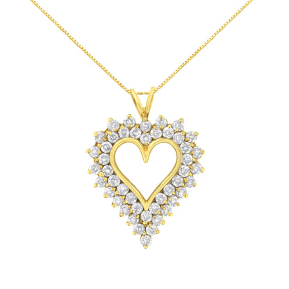 14K Yellow Gold .925 Sterling Silver 4 cttw Round-cut Diamond Cluster Heart Pendant Necklace (K-L Color, I1-I2 Clarity) by Bids.com