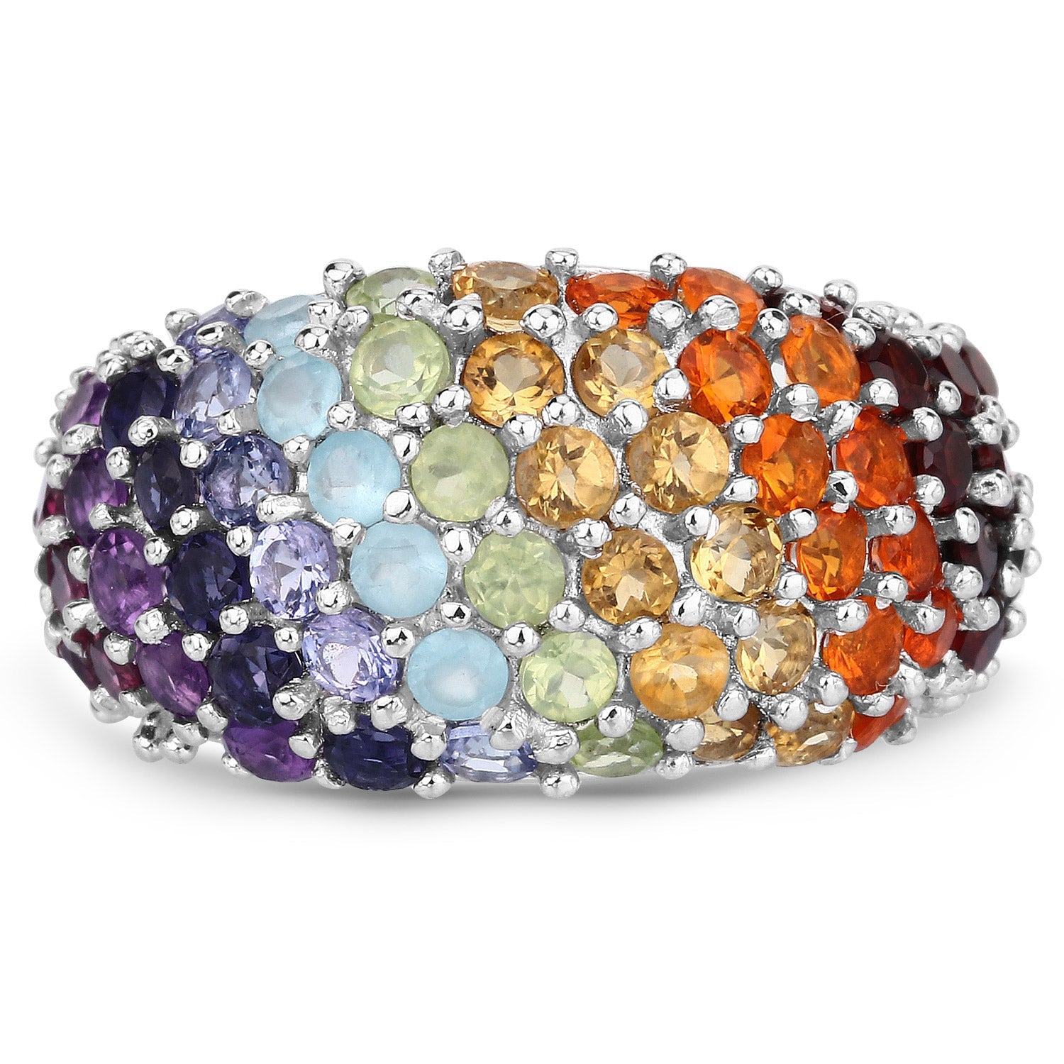 4.16 Carat Genuine Multi Stones .925 Sterling Silver Ring by Bids.com
