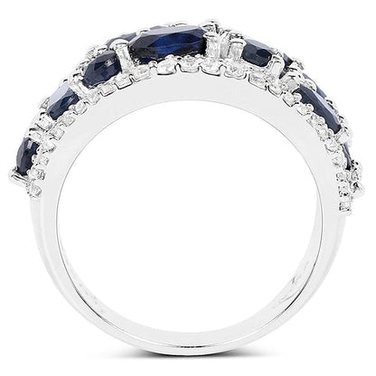 3.61 Carat Genuine Blue Sapphire and White Zircon .925 Sterling Silver Ring by Bids.com
