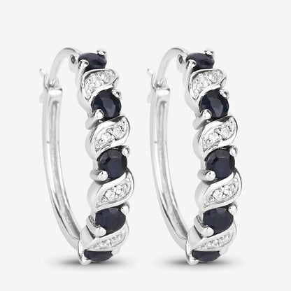 1.28 Carat Genuine Blue Sapphire and White Topaz .925 Sterling Silver Earrings  DestGlow