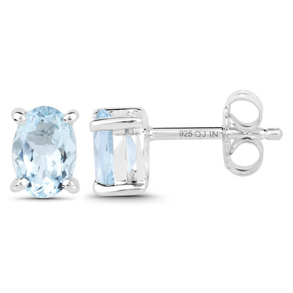 1.20 Carat Genuine Aquamarine .925 Sterling Silver Earrings  DestGlow
