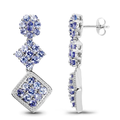 4.92 Carat Genuine Tanzanite .925 Sterling Silver Earrings  DestGlow