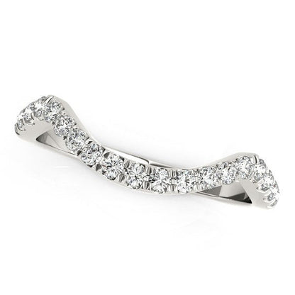 14k White Gold Modern Curved Style Pave Diamond Wedding Band (1/5 cttw) by Bids.com