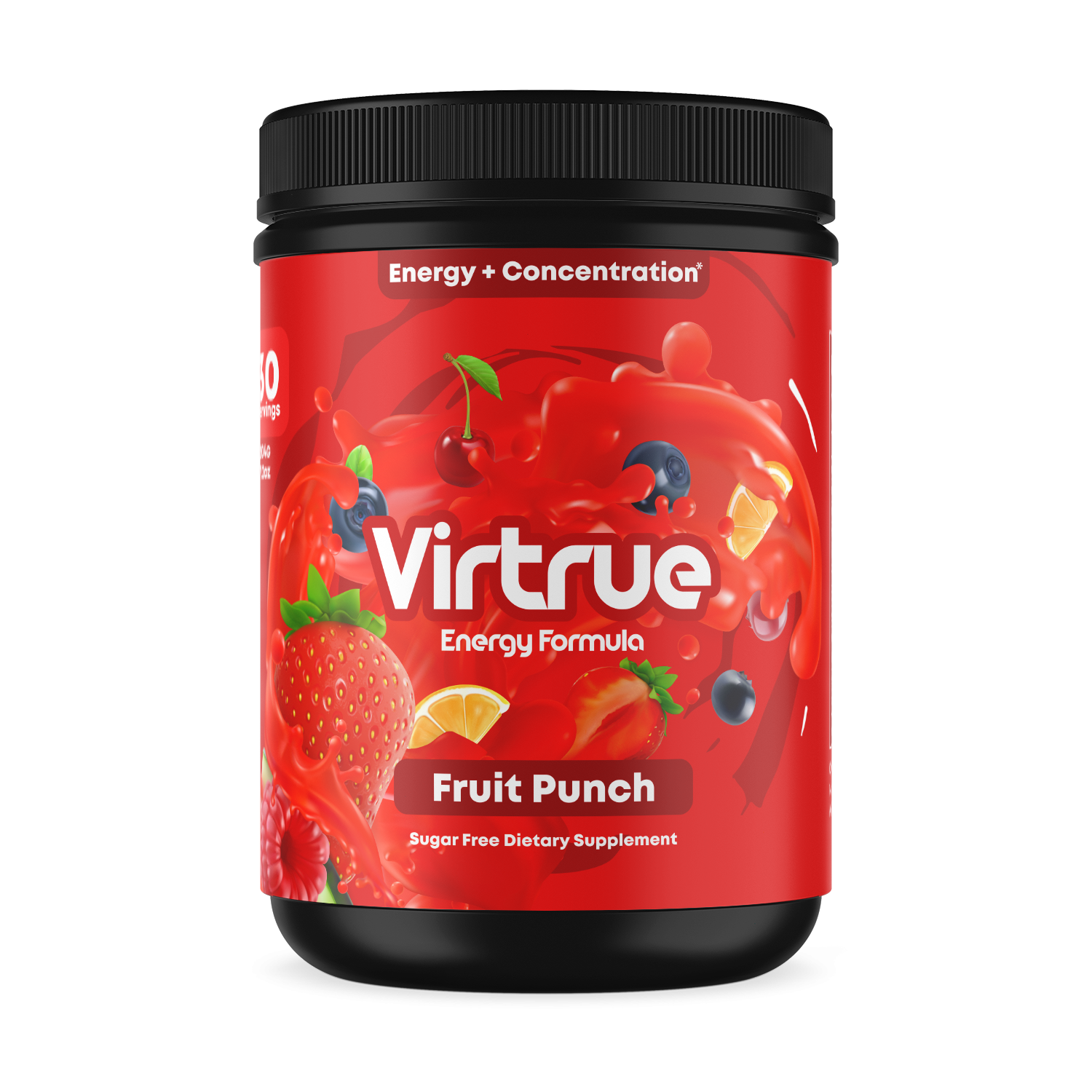 Fruit Punch Pre-Workout Energy Powder + Focus Boost &amp; Hydration | Sugar Free
