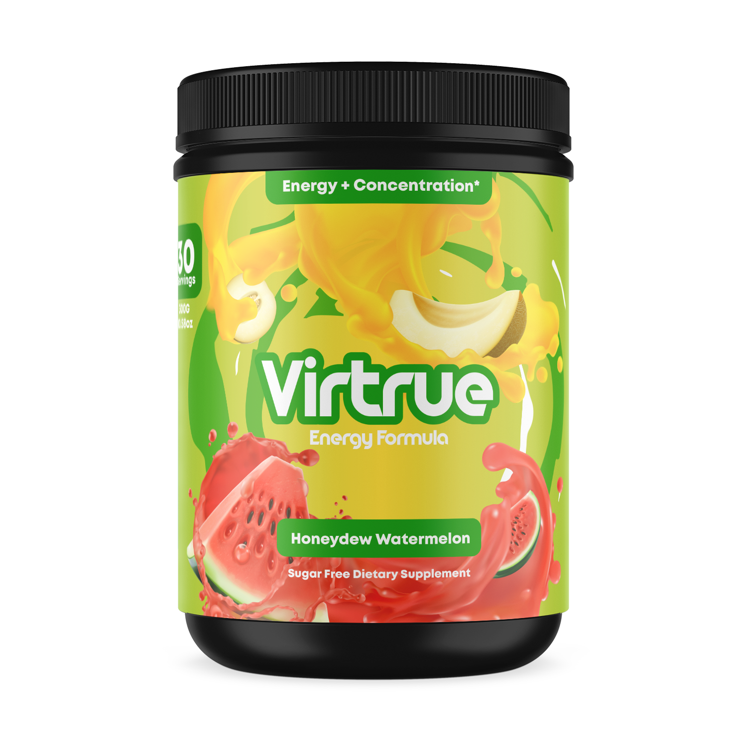 Watermelon Pre-Workout Energy Powder + Focus Boost &amp; Hydration | Sugar Free by Virtrue