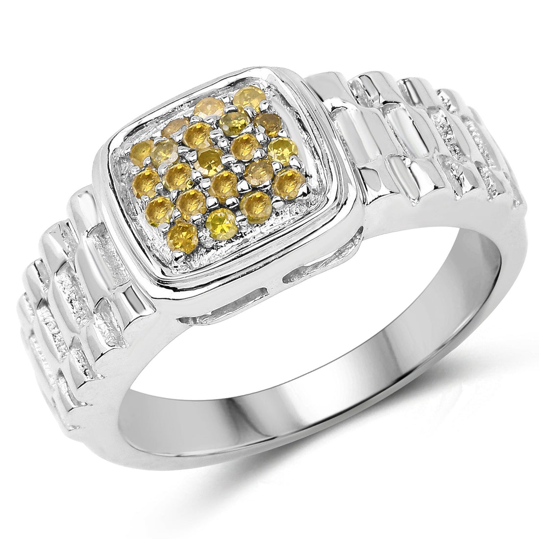 0.25 Carat Genuine Yellow Diamond .925 Sterling Silver Ring by Bids.com