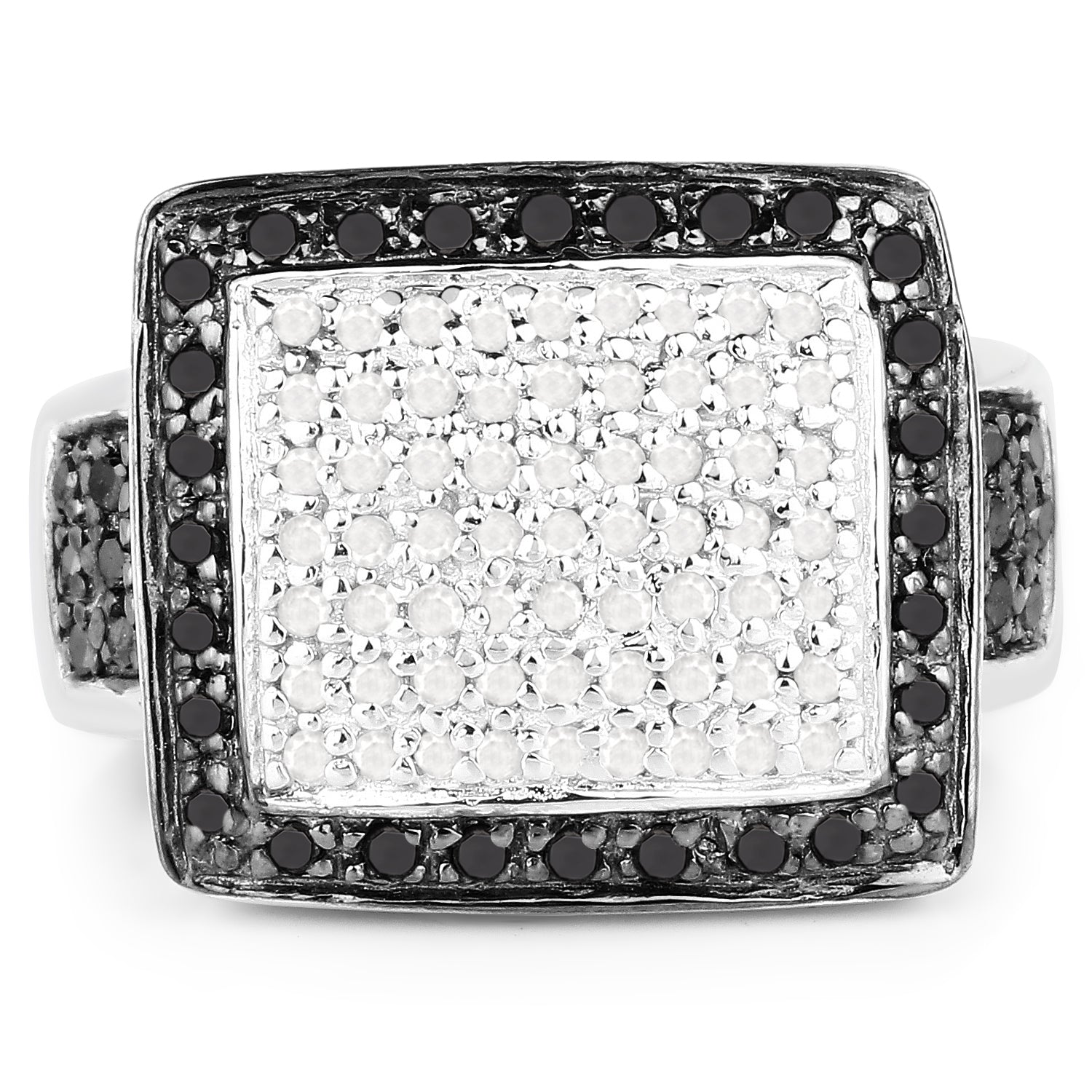 0.61 Carat Genuine Black Diamond and White Diamond .925 Sterling Silver Ring by Bids.com