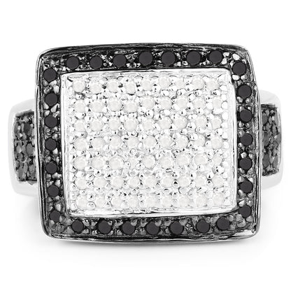 0.61 Carat Genuine Black Diamond and White Diamond .925 Sterling Silver Ring by Bids.com