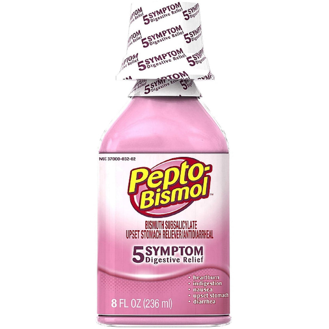 Pepto Bismol Upset Stomach Reliever/Antidiarrheal, 5 Symptom Relief 8 Fl Oz 