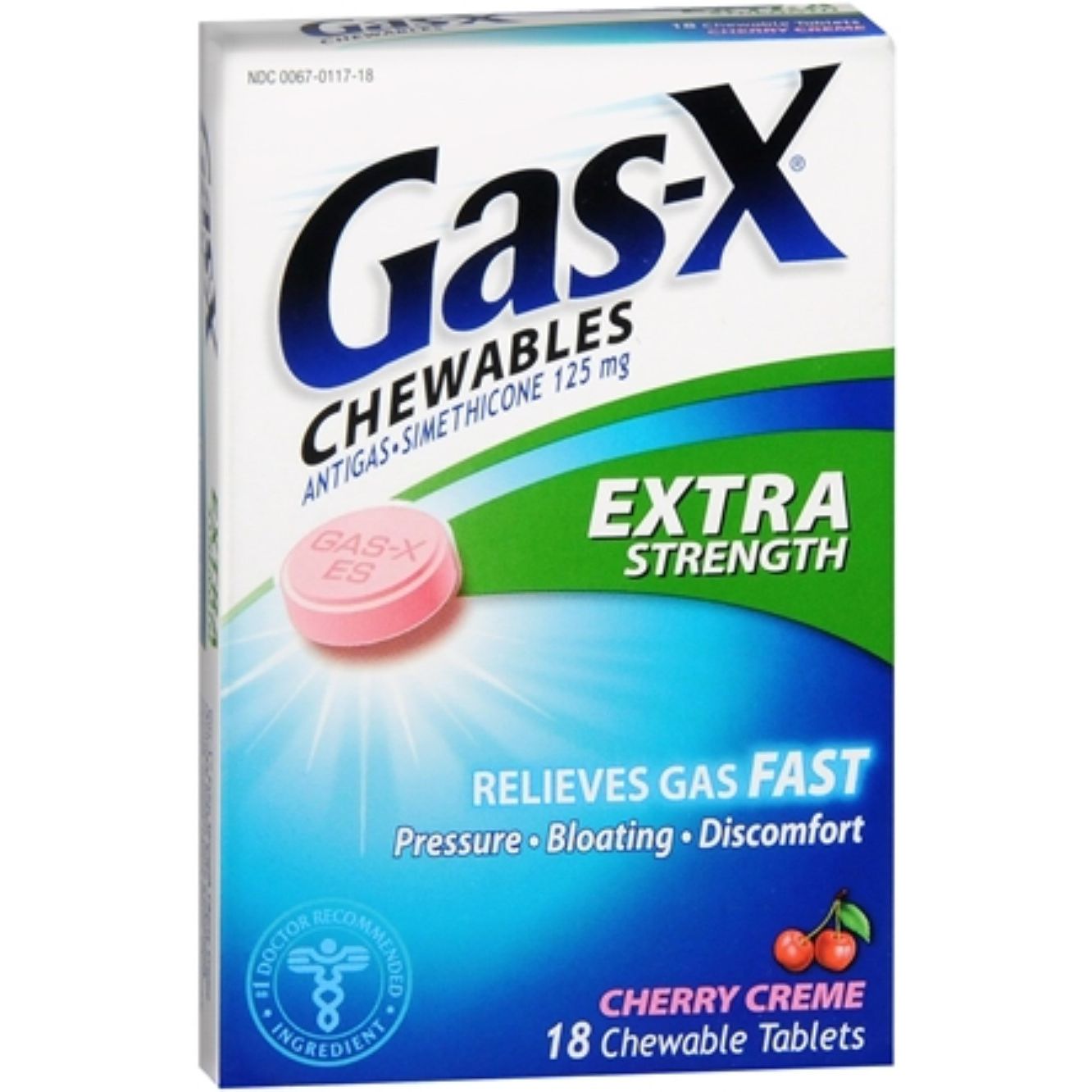 Gas-X Extra Strength Antigas – 125 mg Chewable Tablets (Cherry Creme) by Pasteur Pharmacy