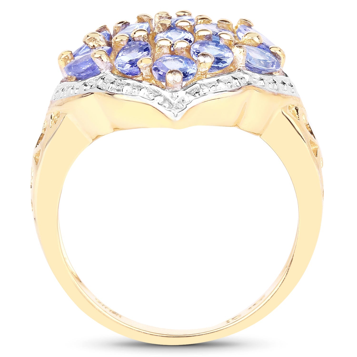 14K Yellow Gold Plated 2.38 Carat Genuine Tanzanite .925 Sterling Silver Ring by Bids.com