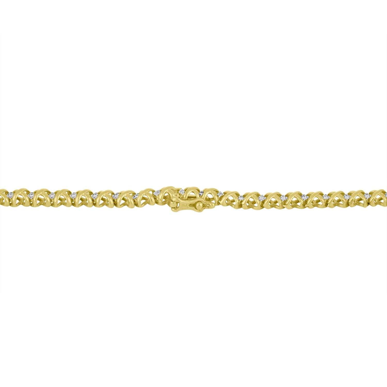10K Yellow Gold 4 cttw Brilliant Round-Cut Diamond Graduating Riviera Statement Necklace (H-I Color, I2-I3 Clarity) by Bids.com