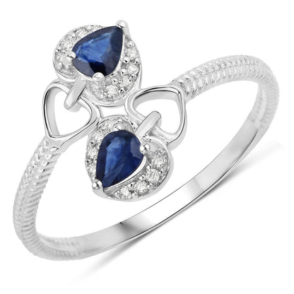 0.34 Carat Genuine Blue Sapphire and White Diamond 14K White Gold Ring by Bids.com
