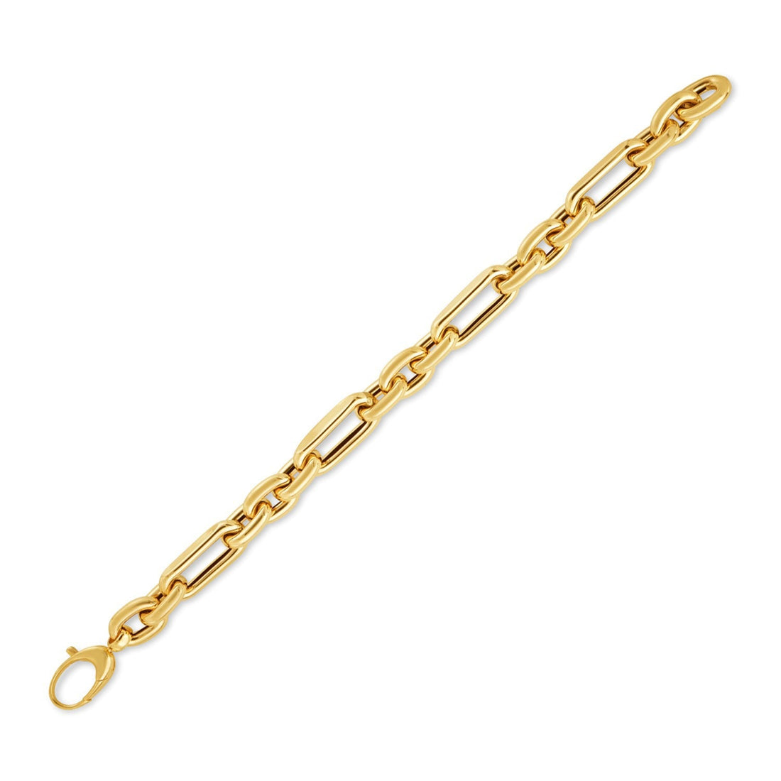 14k Yellow Gold Italian Alternating Paperclip Oval Links Bracelet (9.30 mm) by Bids.com