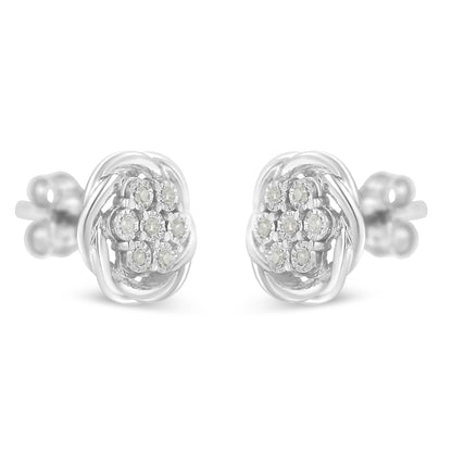 Sterling Silver Diamond Swirl Cluster Stud Earrings (1/6 cttw, I-J Color, I2-I3 Clarity) by Bids.com