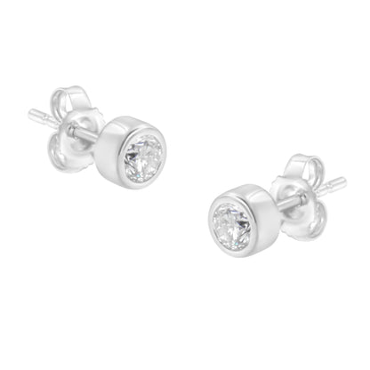 10K White Gold 0.30 Cttw Round Brilliant-Cut Near Colorless Diamond Bezel-Set Stud Earrings (H-I Color, I1-I2 Clarity) by Bids.com