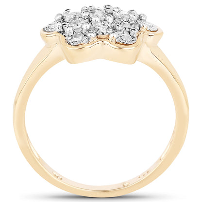 14K Yellow Gold Plated 0.07 Carat Genuine White Diamond .925 Sterling Silver Ring by Bids.com