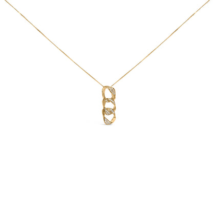 14K Yellow Gold Plated .925 Sterling Silver 1/6 Cttw Diamond Interlocking Triple Asymmetric Circle Hoop 18" Pendant Necklace (H-I Color, I1-I2 Clarity) by Bids.com