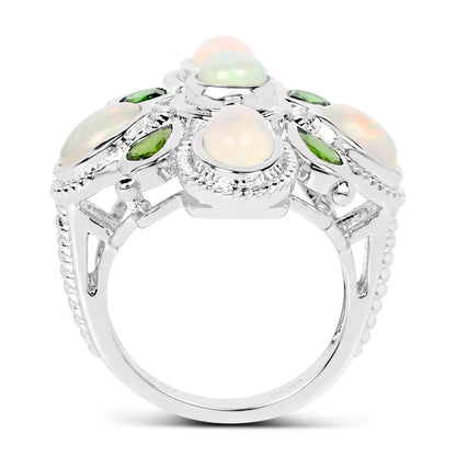 2.97 Carat Genuine Ethiopian Opal And Chrome Diopside .925 Sterling Silver Ring by Bids.com