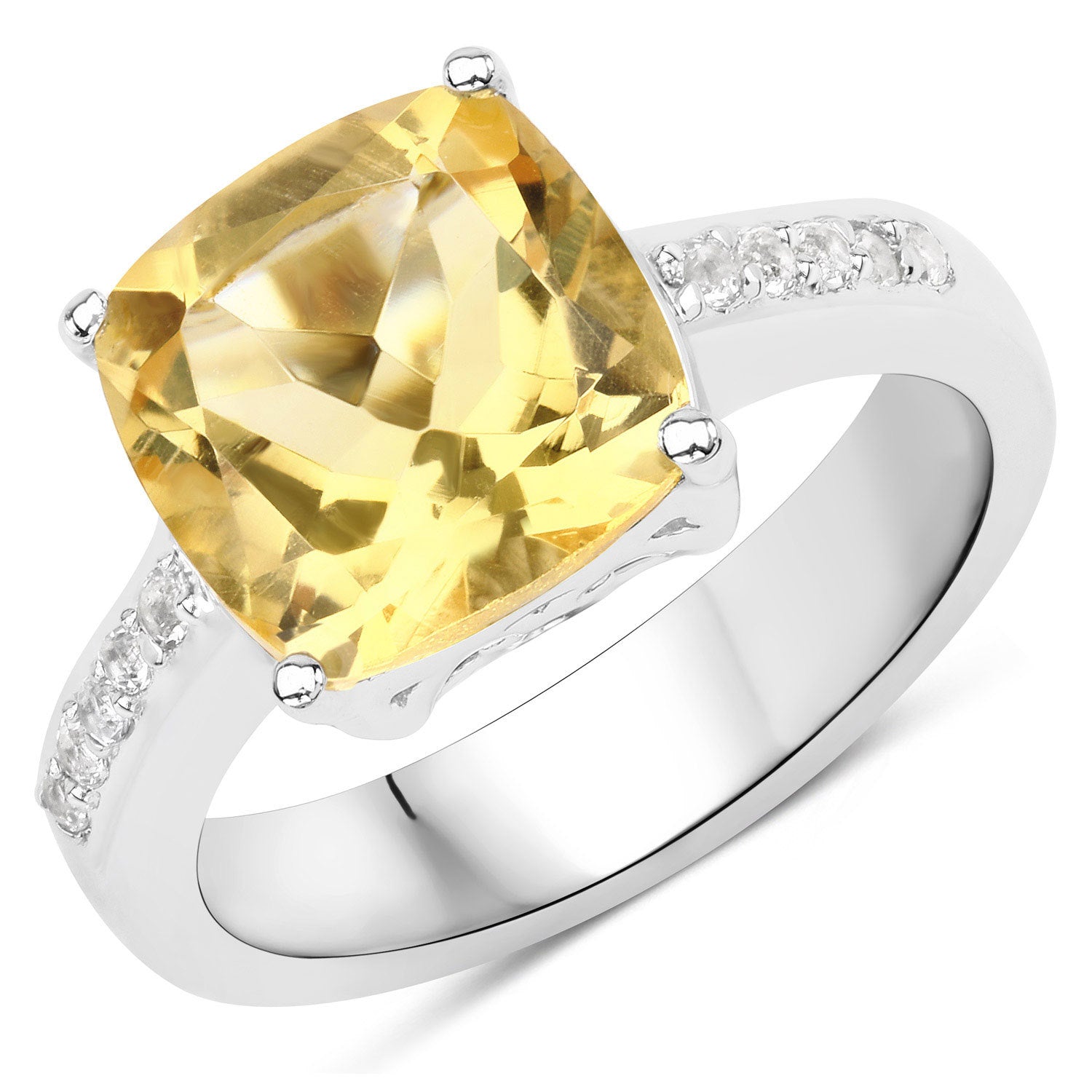 4.12 Carat Genuine Citrine and White Topaz .925 Sterling Silver Ring by Bids.com