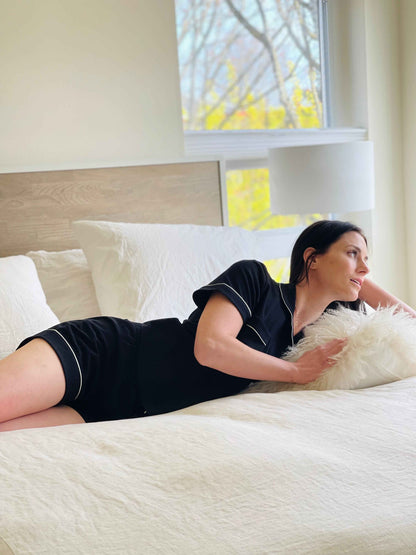 Classic Luxury Shorties Pajamas in Brushed Pima Cotton