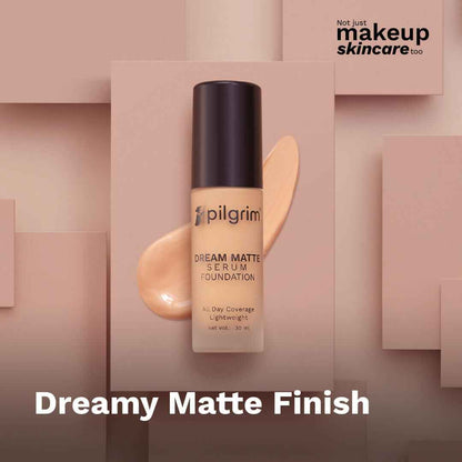 Pilgrim Dream Matte Serum Foundation With Matte &amp; Poreless All Day Coverage Lightweight - Warm Sand