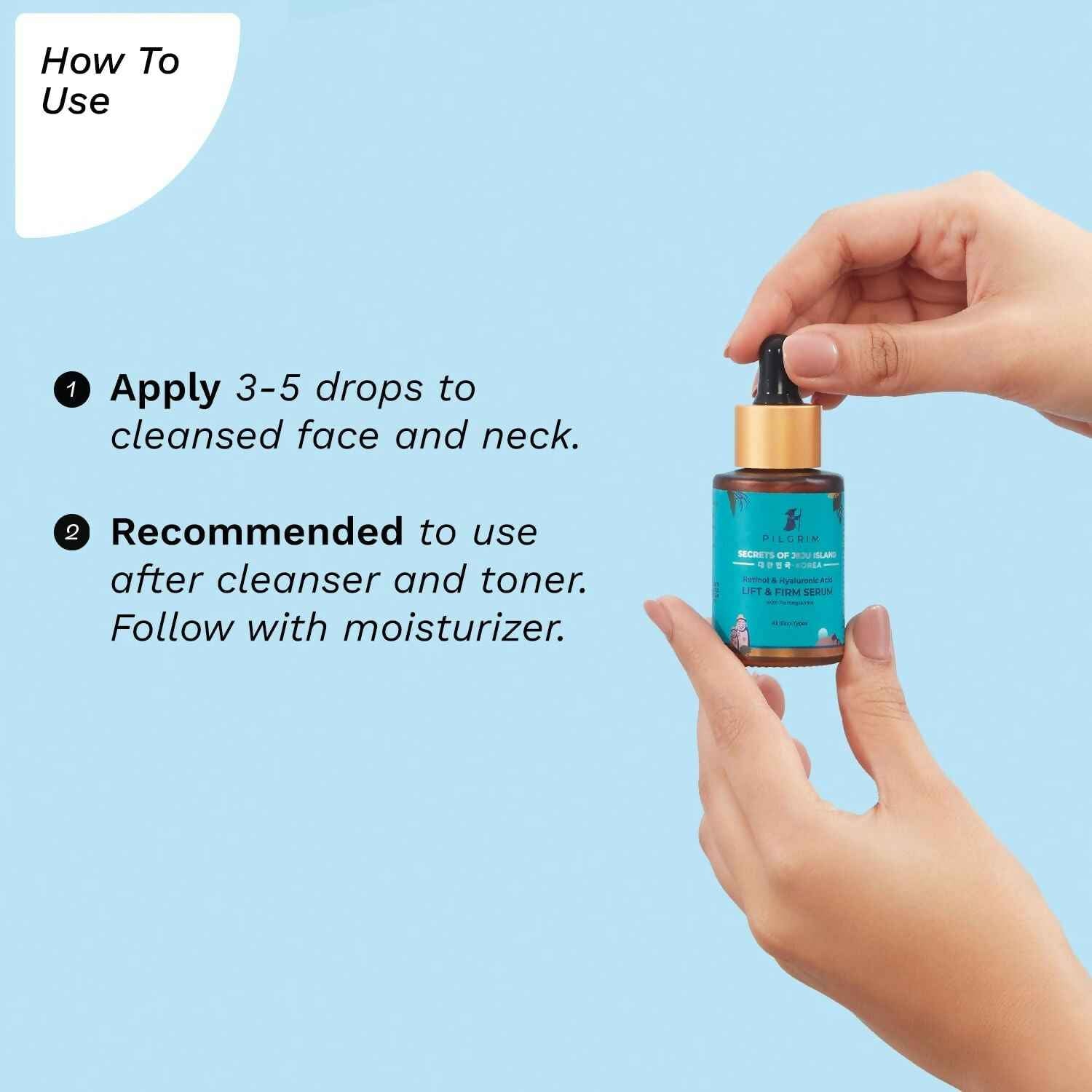 Pilgrim Korean 0.5% Retinol &amp; 1% Hyaluronic Acid Lift &amp; Firm Anti Aging Serum, Reduce Fine Lines &amp; Wrinkles