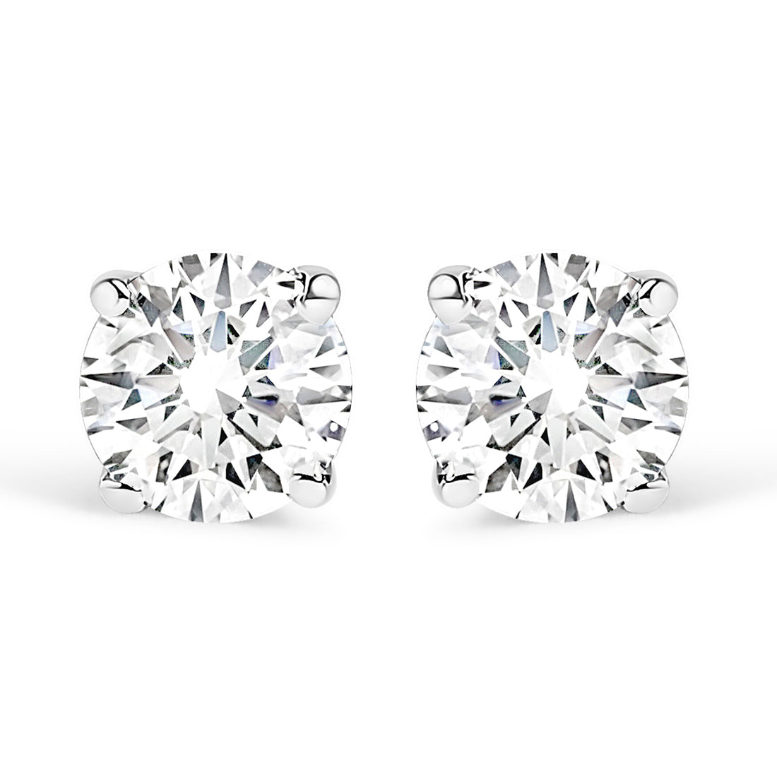 14K White Gold 1/2 Cttw Round Lab Grown Diamond Solitaire Stud Earrings by Bids.com
