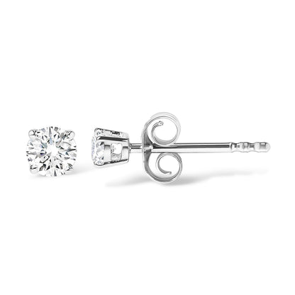 AGS Certified 14K White Gold 1.0 Cttw 4-Prong Set Brilliant Round-Cut Solitaire Diamond Push Back Stud Earrings (G-H Color, SI2-I1 Clarity) by Bids.com