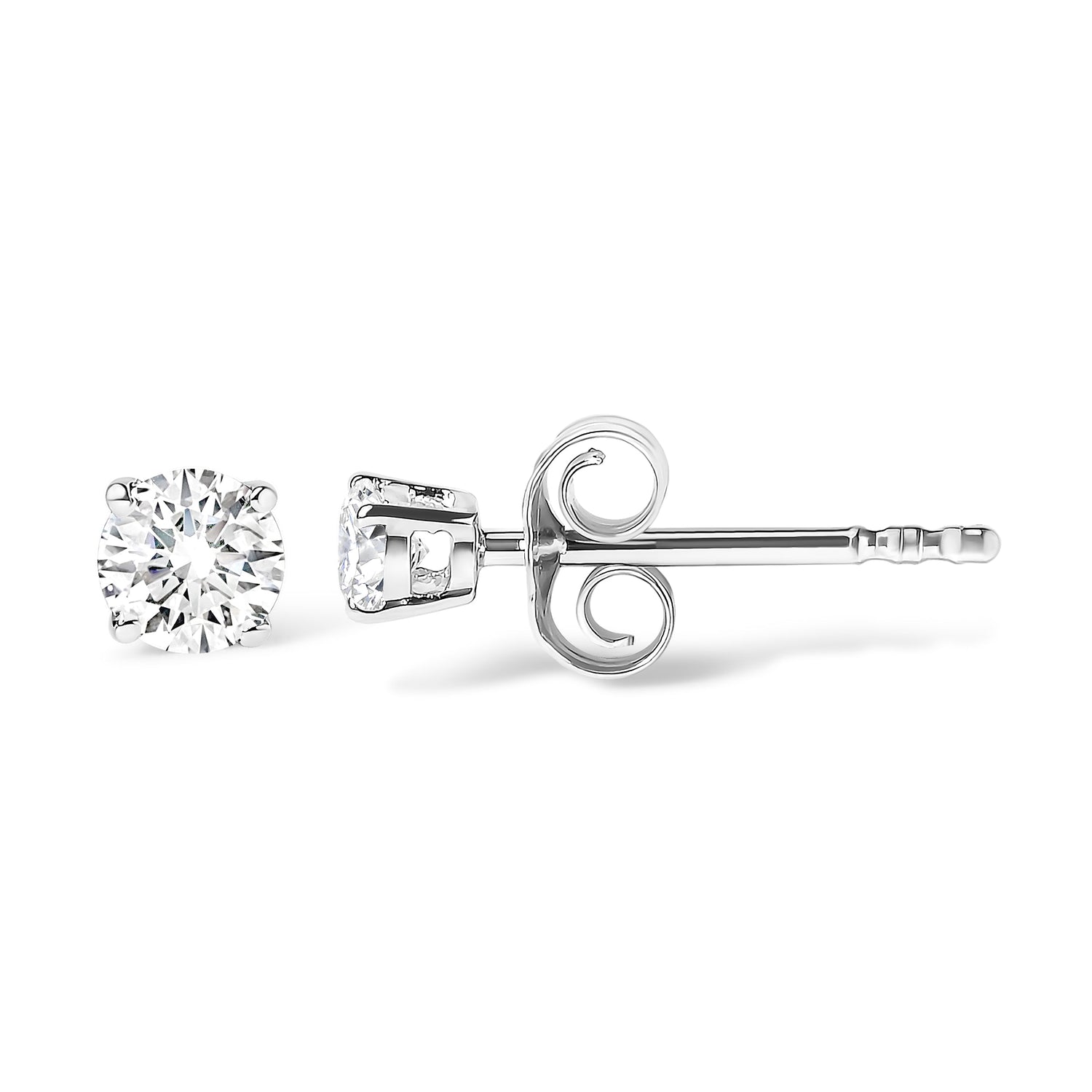 AGS Certified 14K White Gold 1.0 Cttw 4-Prong Set Brilliant Round-Cut Solitaire Diamond Push Back Stud Earrings (E-F Color, SI2-I1 Clarity) by Bids.com