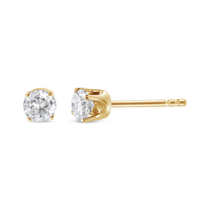14K Yellow Gold 1/2 Cttw Round-Cut Diamond Solitaire Stud Earrings (O-P Color, SI2-I1 Clarity) by Bids.com