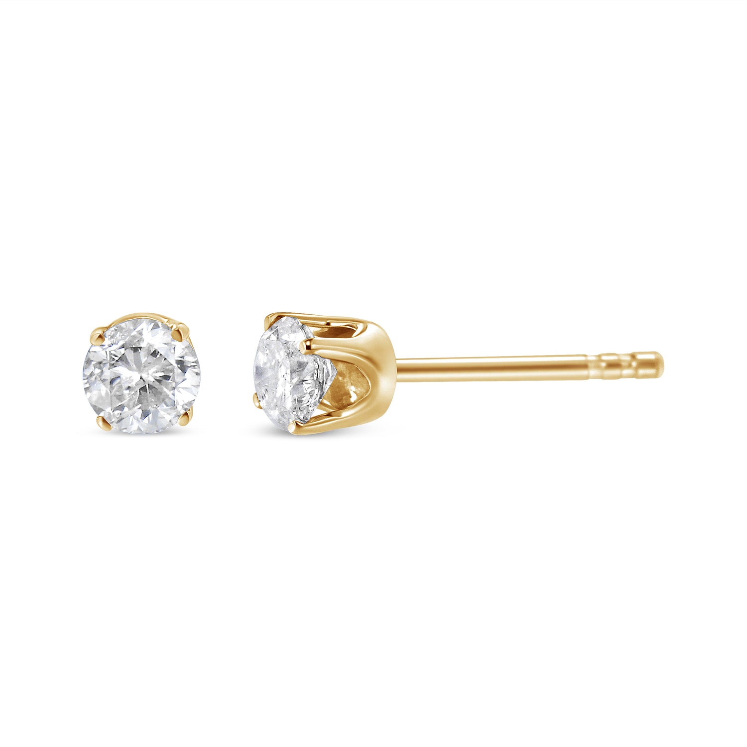 AGS Certified 14K Yellow Gold 1/2 Cttw 4 Prong Set Brilliant Round-Cut Solitaire Diamond Push Back Stud Earrings (O-P, Color, SI2-I1 Clarity) by Bids.com